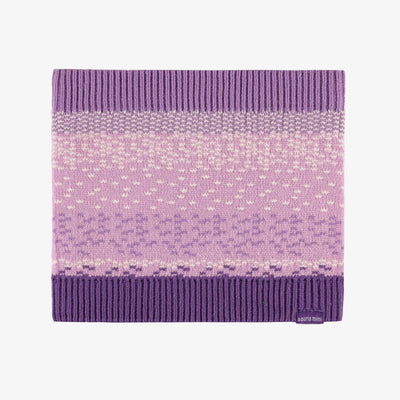 Cache-cou de maille mauve à motifs, enfant || Purple patterned neck warmer, child