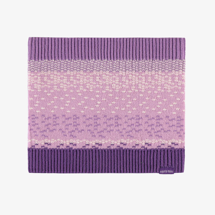 Cache-cou de maille mauve à motifs, enfant || Purple patterned neck warmer, child