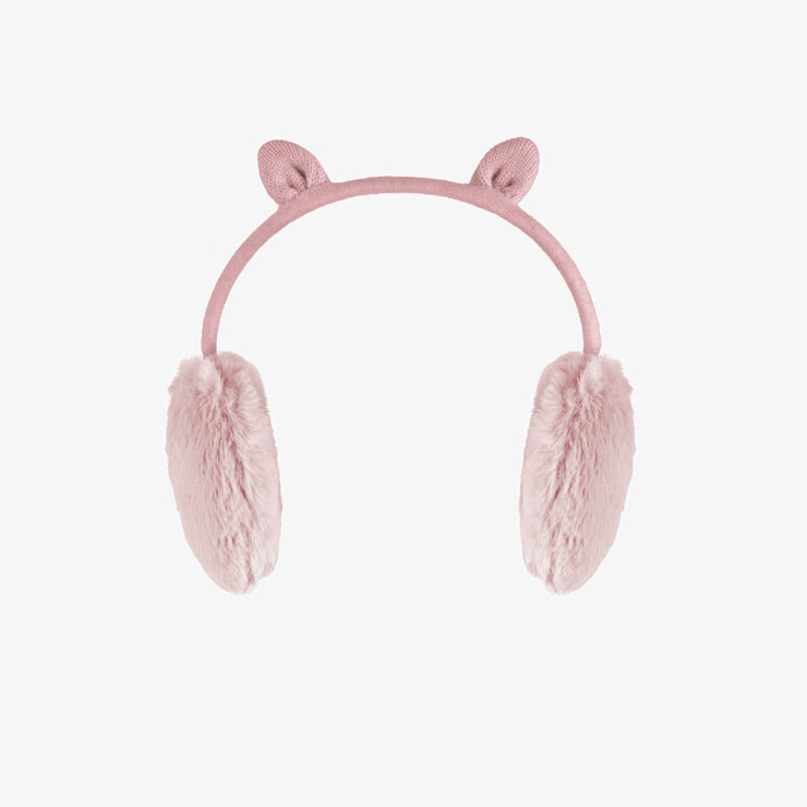 Cache-oreilles roses avec oreilles, enfant || Pink ear muffs with ears, child