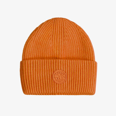 Tuque de maille orange, enfant || Orange knit toque, child