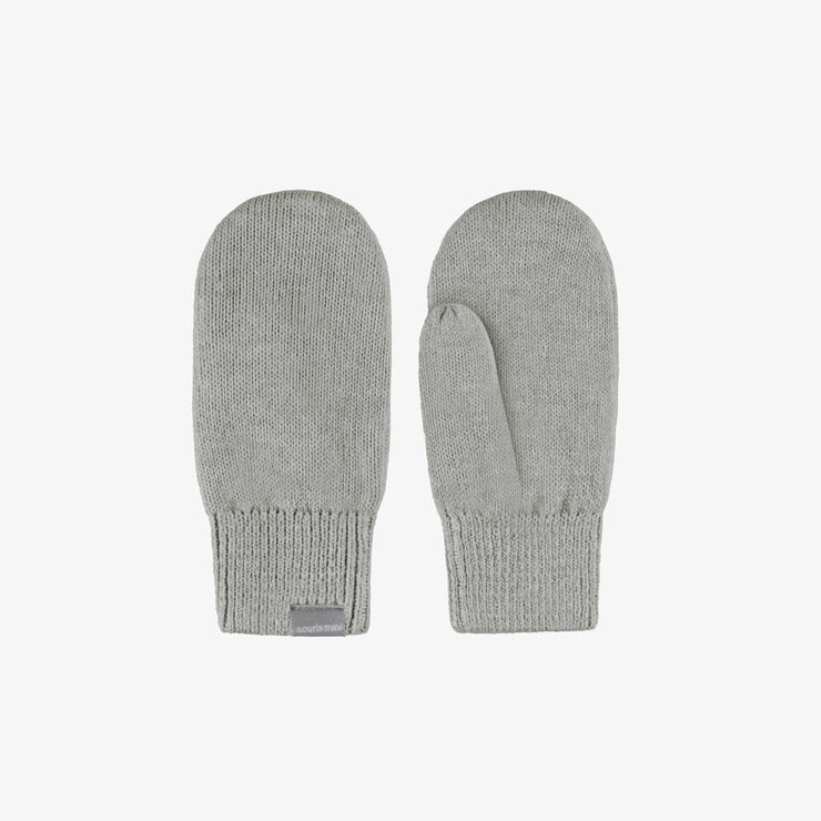 Mitaines grises en maille, enfant || Gray knitted mittens, child