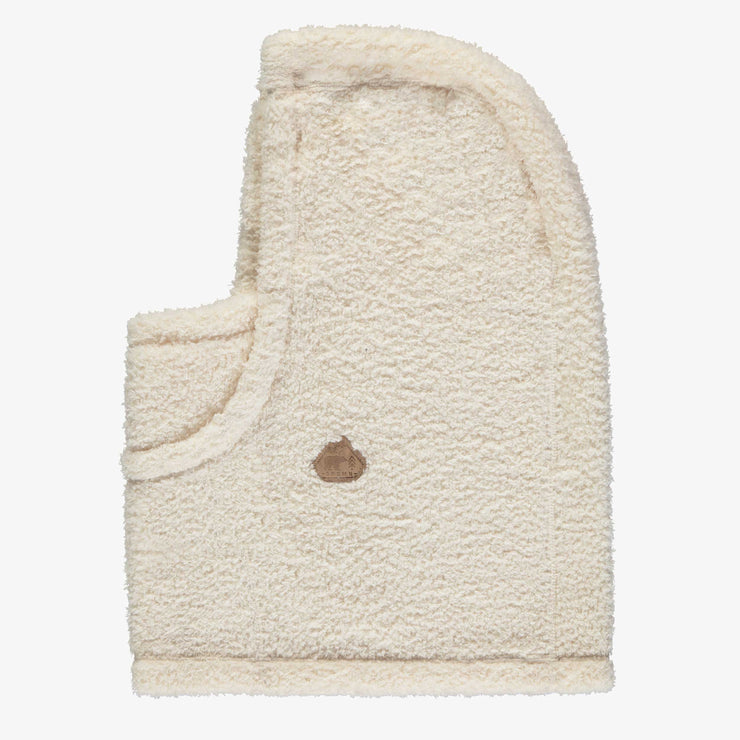 Passe-montagne crème en peluche, enfant || Cream balaclava in plush, child