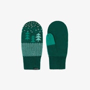 Mitaines turquoise à motifs en maille, enfant || Turquoise knitted mittens with print, child