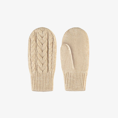 Mitaines crème en maille, enfant || Cream mittens in knit, child