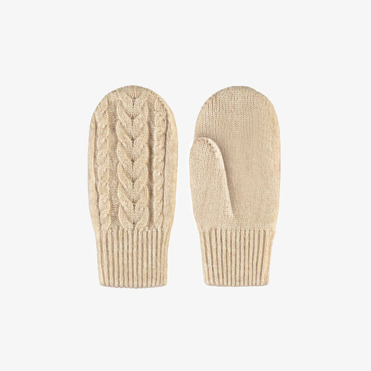 Mitaines crème en maille, enfant || Cream mittens in knit, child