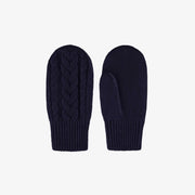 Mitaines marine en maille, enfant || Navy mittens in knit, child