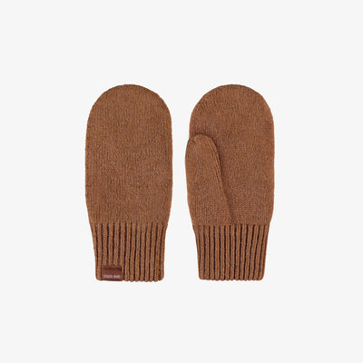 Mitaines brunes en maille, enfant || Brown knitted mittens, child