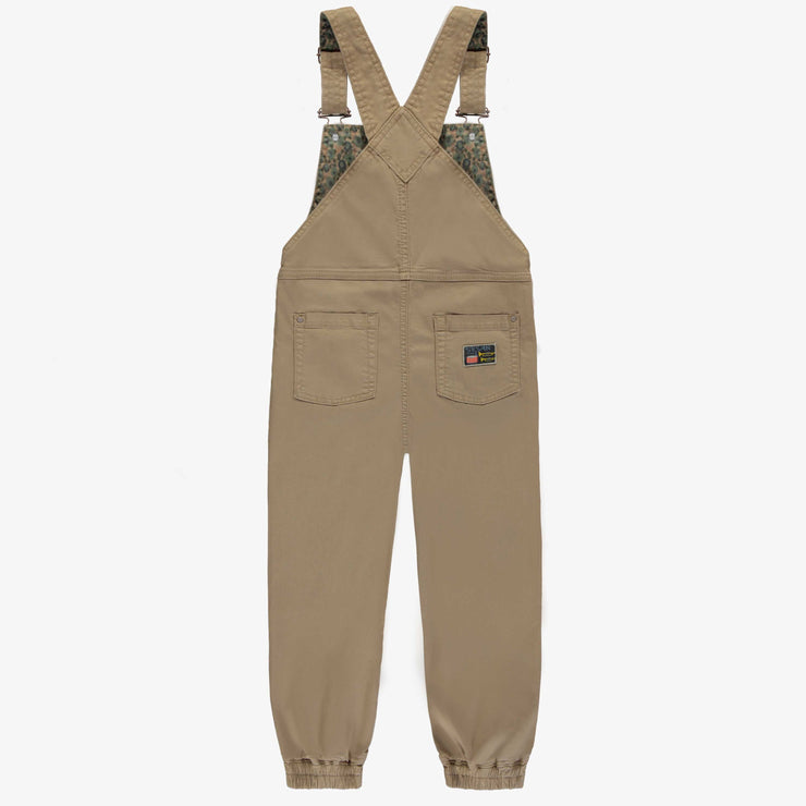 Salopette coupe décontractée sable en twill extensible, enfant || Sand casual overalls in stretch twill, child
