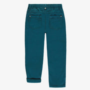 Pantalon bleu coupe ample avec effet usé en denim sergé extensible, enfant || Blue wide fit pants in stretch denim twill, child
