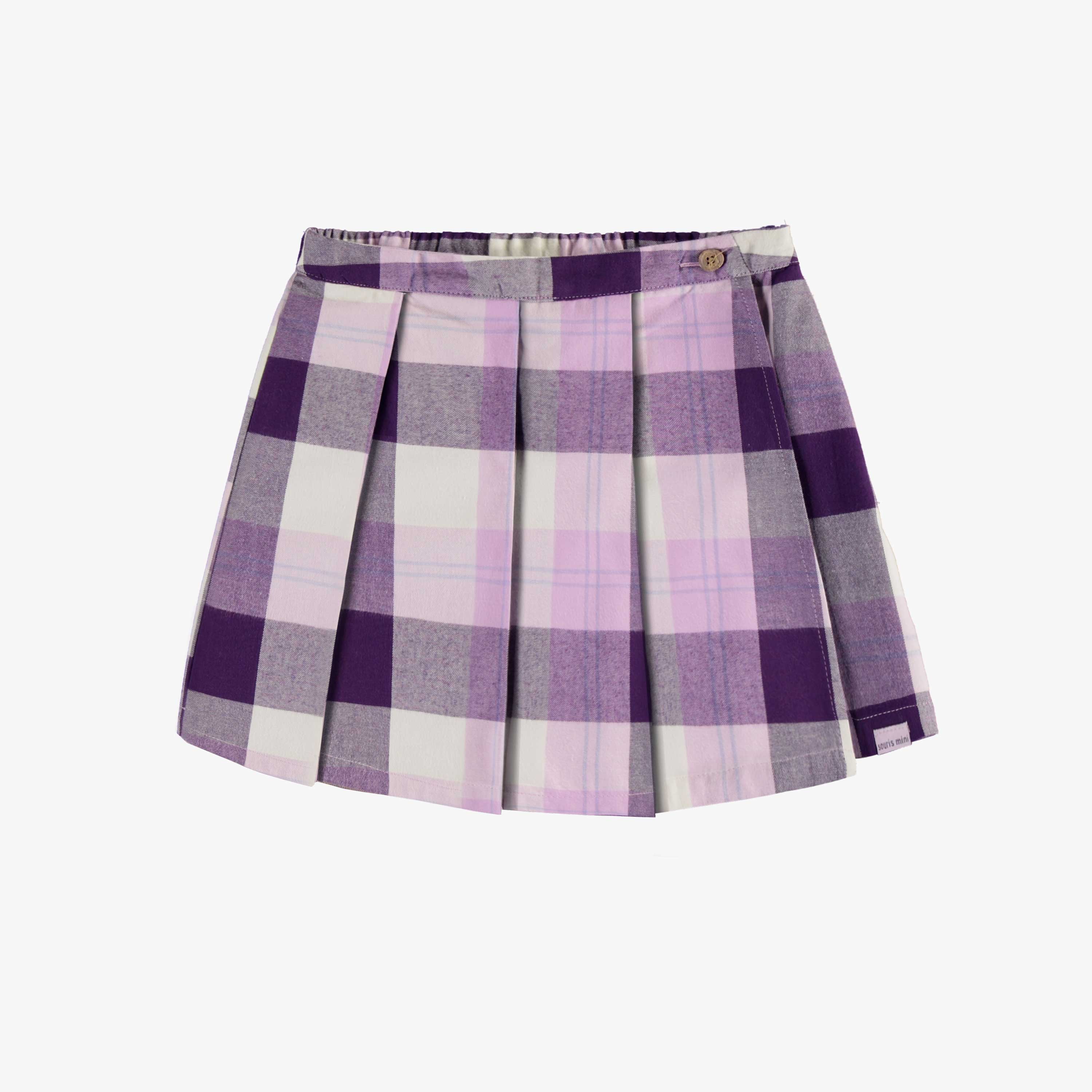 Plaid purple pleated short skirt in heavy flannel child
