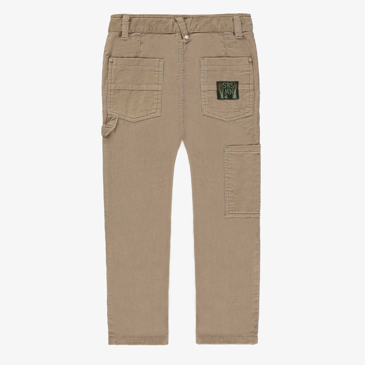 Pantalon de coupe régulière beige en velours côtelé, enfant || Regular-fit beige corduroy pants, child