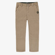 Pantalon de coupe régulière beige en velours côtelé, enfant || Regular-fit beige corduroy pants, child