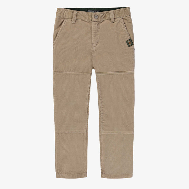 Pantalon de coupe régulière beige en velours côtelé, enfant || Regular-fit beige corduroy pants, child