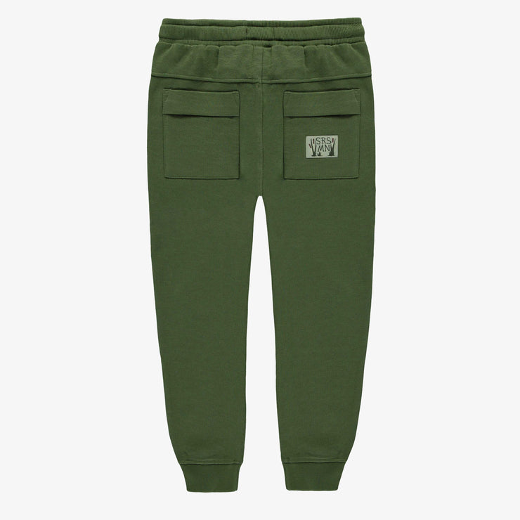 Pantalon coupe décontractée vert en coton français, enfant || Green relaxed fit pant in French terry, child