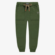 Pantalon coupe décontractée vert en coton français, enfant || Green relaxed fit pant in French terry, child