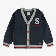 Veste de maille marine effet bas de laine, enfant || Navy knitted vest relax fit with wool socks effect, child