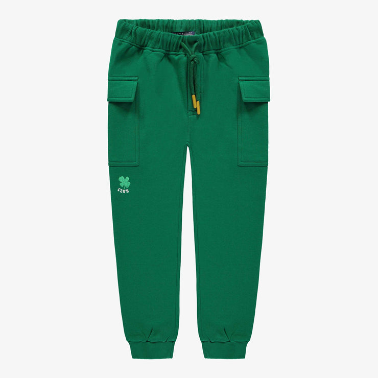 Pantalon vert de coupe décontractée en coton ouaté, enfant || Green pants relaxed fit in cotton, child