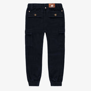 Pantalon marine coupe décontractée avec poches cargo en velours côtelé, enfant || Navy relaxed fit pants with cargo pockets in corduroy, child