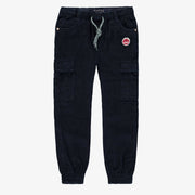 Pantalon marine coupe décontractée avec poches cargo en velours côtelé, enfant || Navy relaxed fit pants with cargo pockets in corduroy, child