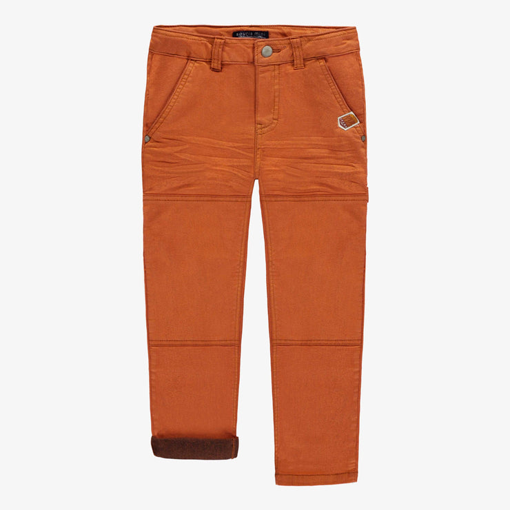 Pantalon coupe régulière en denim coloré orange brûlé, enfant || Regular-fit pants in burnt orange denim, child