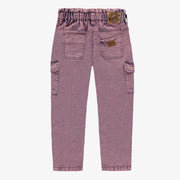 Pantalon mauve coupe ample en denim extensible, enfant || Purple wide fit stretch denim pants, child