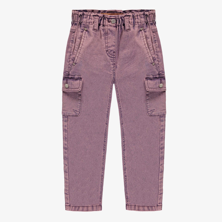 Pantalon mauve coupe ample en denim extensible, enfant || Purple wide fit stretch denim pants, child