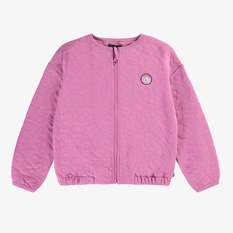 Veste rose violacé en jersey matelassé, enfant || Purplish-pink vest in quilted jersey, child