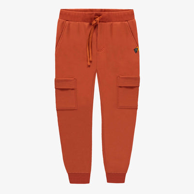 Pantalon orange style jogging en coton ouaté brossé, enfant || Orange pants, jogging style, brushed cotton fleece, child