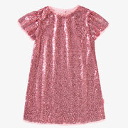 Robe rose à manches courtes et à paillettes, enfant || Pink dress with short sleeves and sequins, child