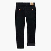 Pantalon noir de coupe régulière en velours, enfant || Regular-fit black pants in velvet, child