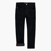 Pantalon noir de coupe régulière en velours côtelé, enfant || Regular-fit black corduroy pants, child