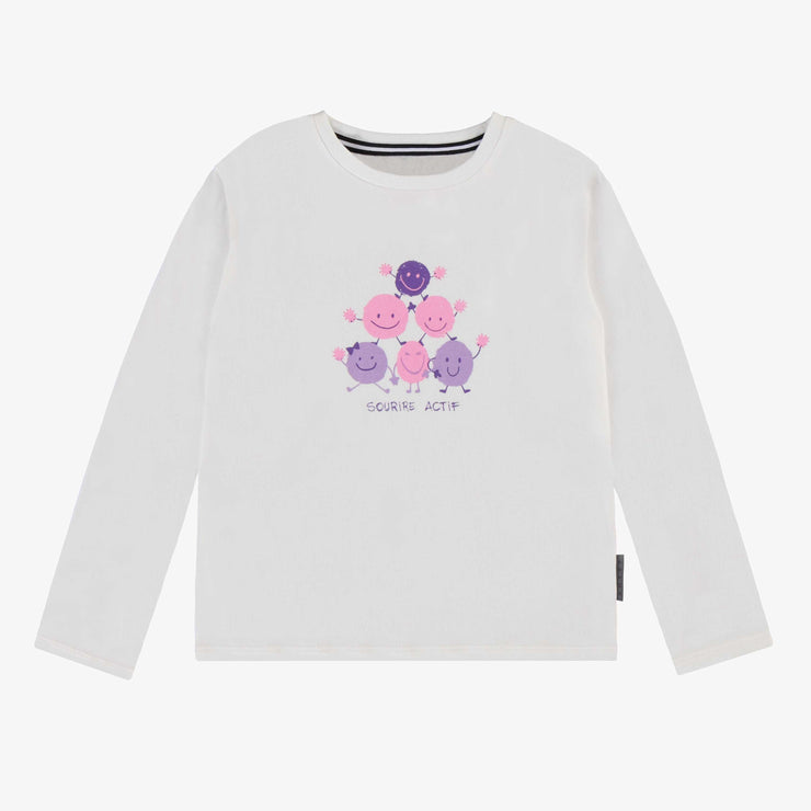 T-shirt blanc à manches longues de coupe régulière, enfant || White long-sleeved t-shirt in a relaxed fit, child