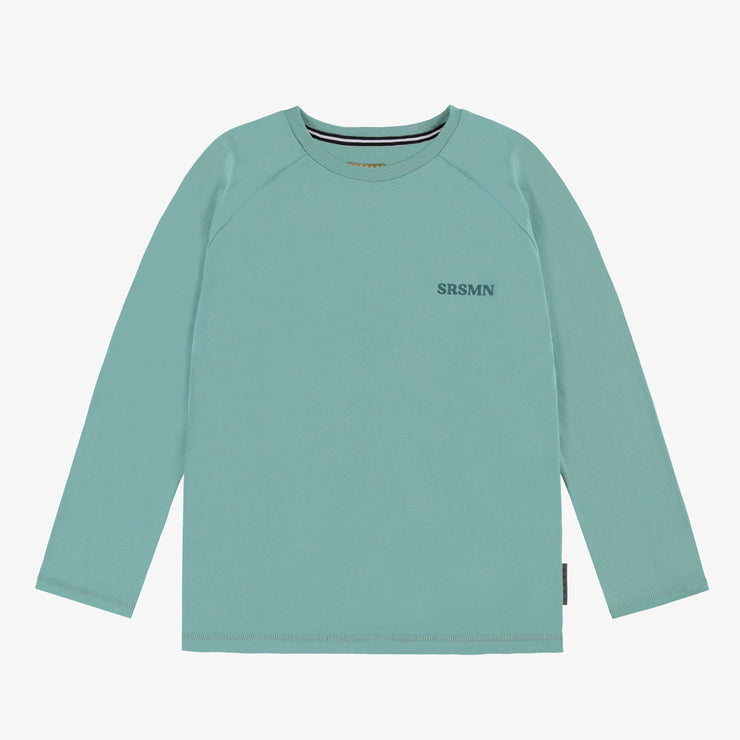 T-shirt turquoise à manches longues de coupe régulière, enfant || Turquoise long-sleeved t-shirt in a relaxed fit, child