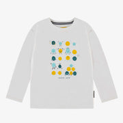 T-shirt blanc à manches longues de coupe régulière, enfant || White long-sleeved t-shirt in a relaxed fit, child