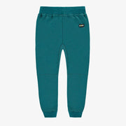 Pantalon turquoise de coupe décontractée en jersey double-face, enfant || Relaxed fit teal turquoise pants in double-faced jersey, child