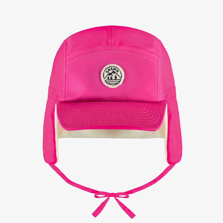 Casquette d’hiver rose en toile de polyester, enfant || Pink winter cap in polyester, child