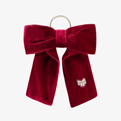 Boucle à cheveux rouge avec élastique en velours, enfant || Red hair bow with elastic in velvet, child