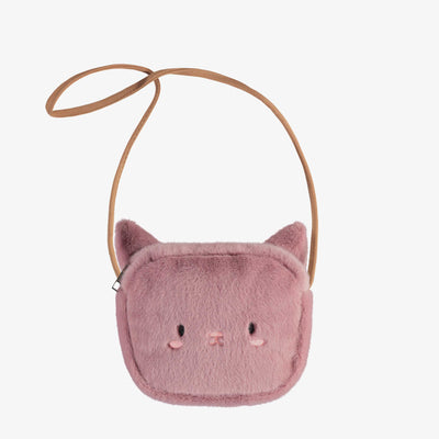 Sac portefeuille chat rose mignon en fausse fourrure, enfant || Cute pink cat faux fur wallet bag, child