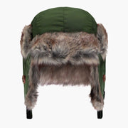 Chapka kaki doublée en fausse fourrure, enfant || Khaki chapka with faux fur lining, child