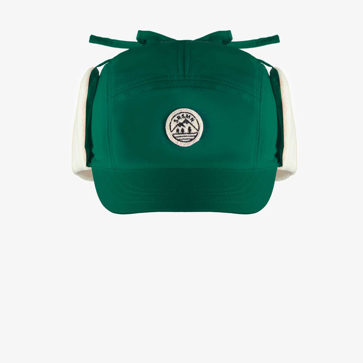 Casquette d’hiver verte en polyester, enfant || Dark green winter cap in polyester, child