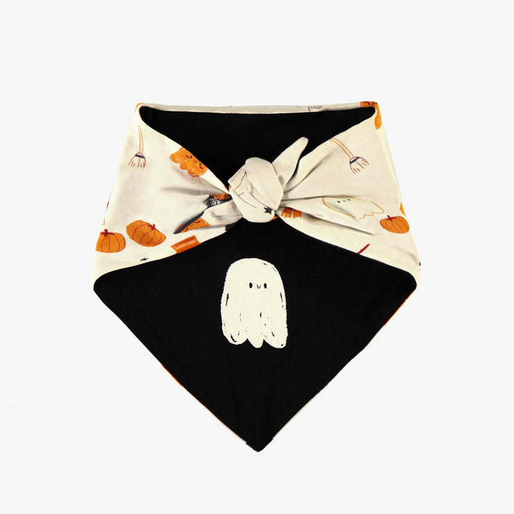 Foulard réversible à motifs d’Halloween phosphorescents pour animaux en jersey extensible || Reversible pet scarf with glow in the dark Halloween all-over print in stretch jersey