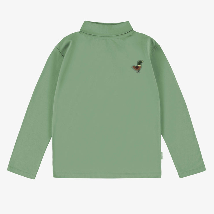 T-shirt vert sauge à manches longues avec col roulé, enfant || Sage green long sleeves t-shirt with turtleneck, child