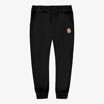 Pantalon noir style jogging en coton piqué, enfant || Black pants, jogging style, piqué cotton, enfant