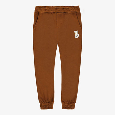 Pantalon brun style jogging en coton piqué, enfant || Brown pants, jogging style, piqué cotton, child