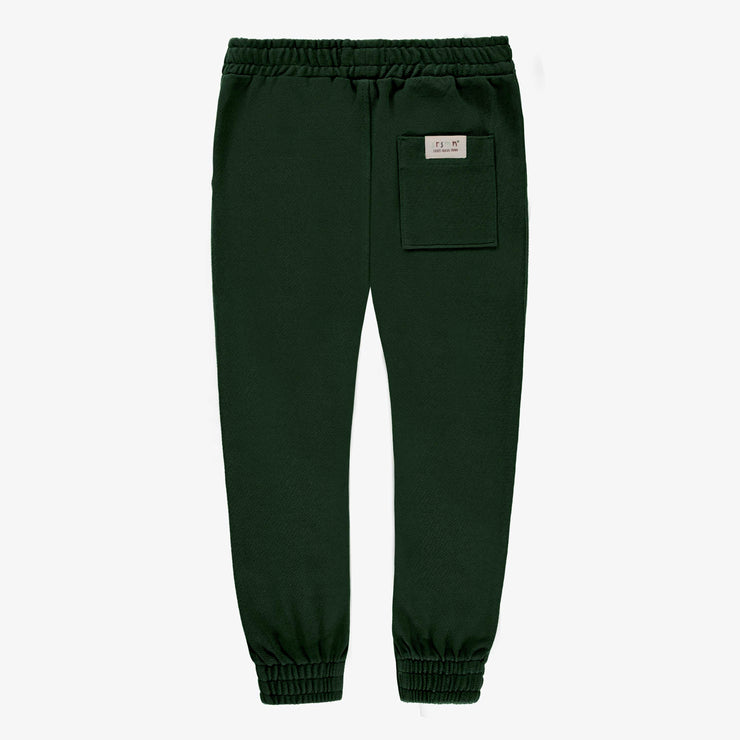 Pantalon vert foncé style jogging en coton piqué, enfant || Dark green pants, jogging style, piqué cotton, child