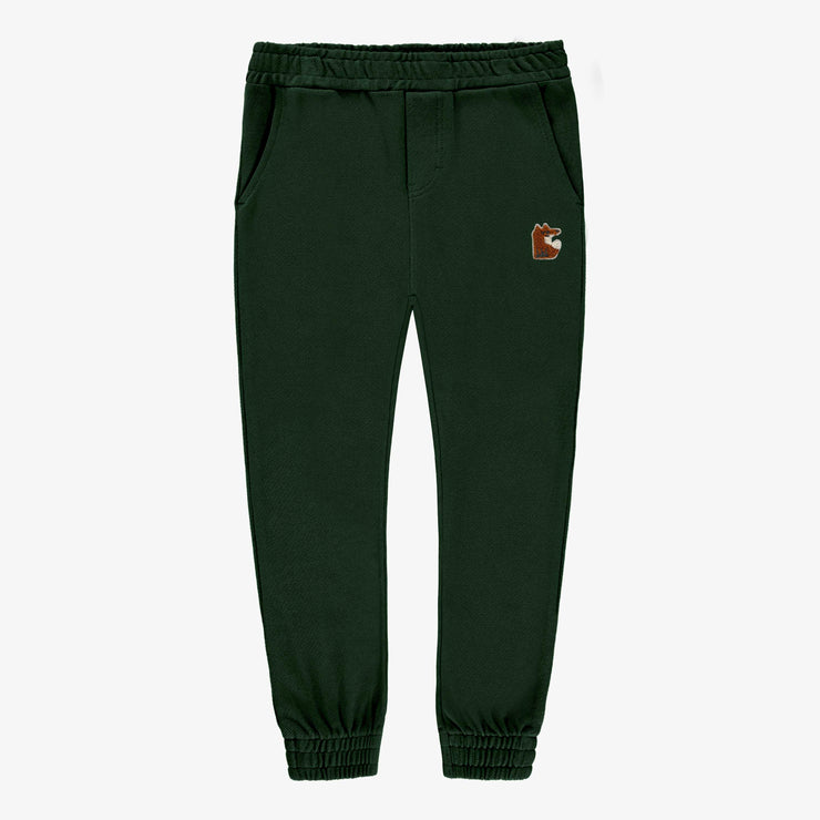 Pantalon vert foncé style jogging en coton piqué, enfant || Dark green pants, jogging style, piqué cotton, child