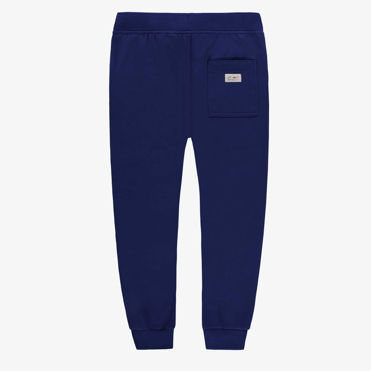 Pantalon marine coupe régulière de style jogger en coton ouaté brossé, enfant || Navy regular-fit pants, jogger style, in brushed cotton fleece, child