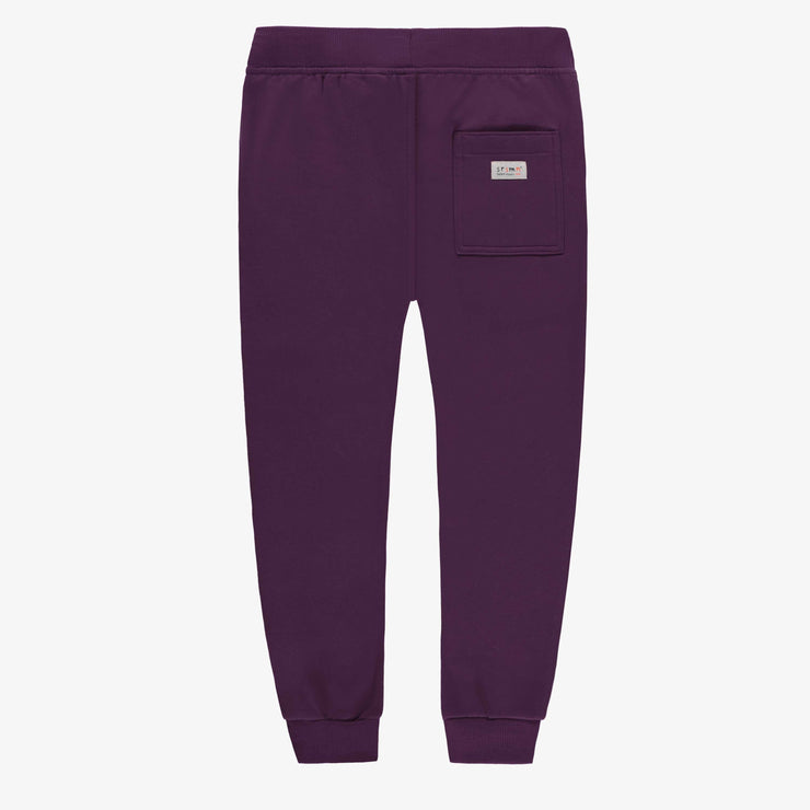 Pantalon prune coupe régulière de style jogger en coton ouaté brossé, enfant || Plum regular-fit pants, jogger style, in brushed cotton fleece, child