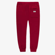 Pantalon rouge coupe régulière de style jogger en coton ouaté brossé, enfant || Red regular-fit pants, jogger style, in brushed cotton fleece, child