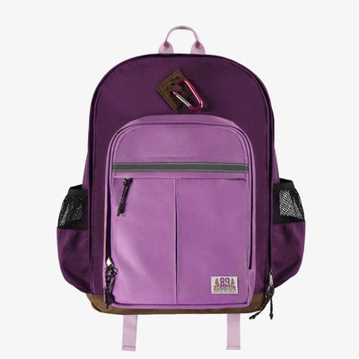 Sac d’école mauve à bloc de couleurs, enfant || Purple color-block school bag, child
